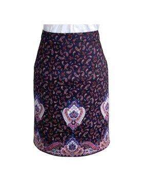 J Crew The Pencil Skirt Women Black Medallion Paisley Print SZ 14- Lined